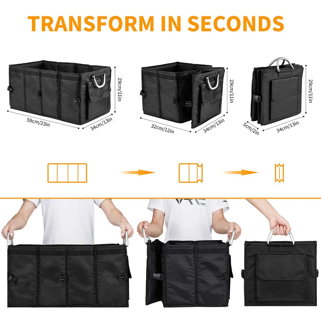 Bolsa para Maletero con Tapa, Organizador de Maletero, Bolsa para automóvil, Maletero para automóvil, Suelos prácticos, ultraestables e Impermeables con Embalaje de Velcro Antideslizante