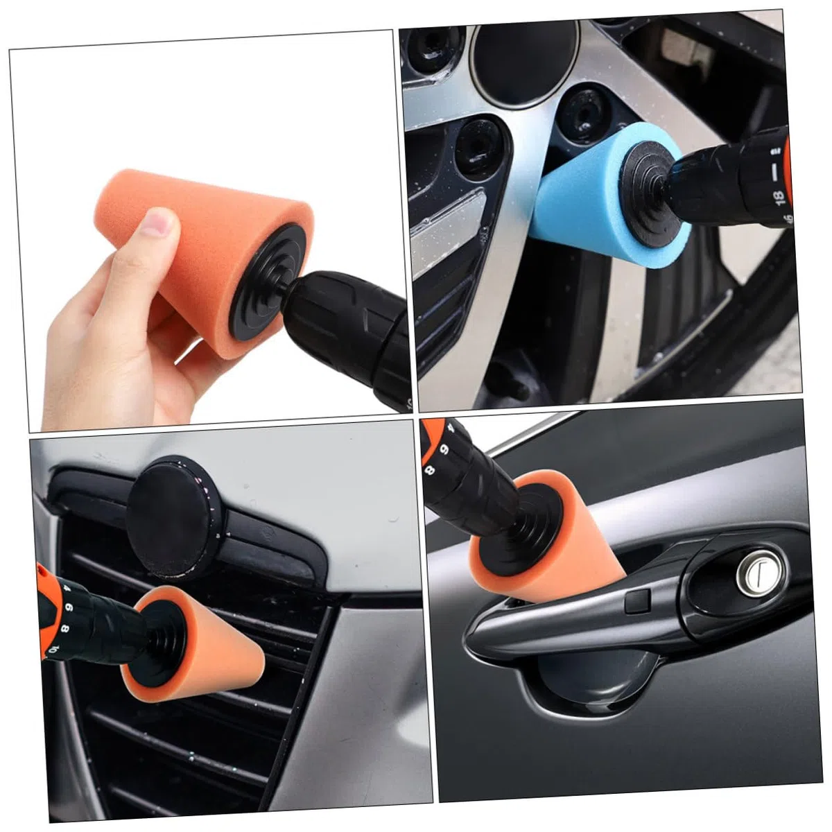 Kit De 6 Almohadillas De Pulido Para Taladro Esponja Cónica Para Pulir Ruedas De Coche Moto Y Bicicleta Fácil De Usar Para Detallado Profesional