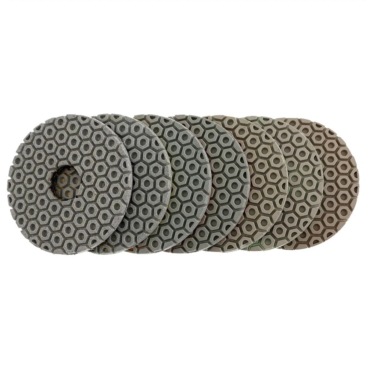 Juego de 7 almohadillas for pulido de diamante Super 4 pulgadas, almohadillas for pulido en seco/húmedo de 100 mm for granito, mármol, piedra, hormigón(100_7 PCS_4 INCHES)