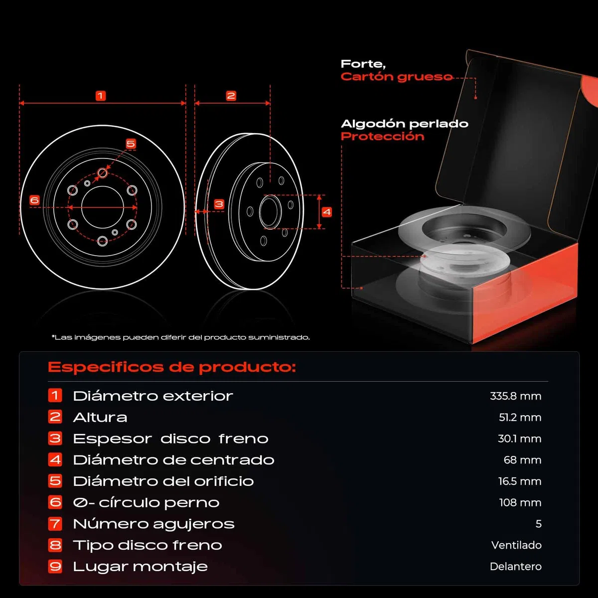 Frankberg 2 discos de freno delanteros ventilados Ø336 mm 30657301