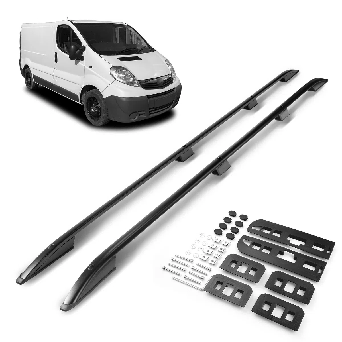 CHROMEMASTER | Barras Portaequipajes, Rieles de Techo Compatible con Opel Vivaro L1 Corto 2001-2014; Se Utilizan para el Montaje de Portaequipajes de Techo, Cajas de Techo o Portabicicletas; Aluminio