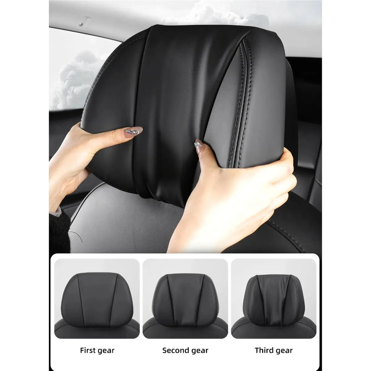 Car Pillow Driving Seat Reposacabezas de coche ajustable en 8 posiciones para aliviar la fatiga del cuello, repuesto reposacabezas tipo Y