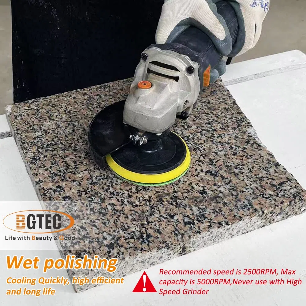 BGTEC Almohadillas de Pulido en Húmedo de Diamante de 100 mm para Mármol de Granito 6 piezas # 50