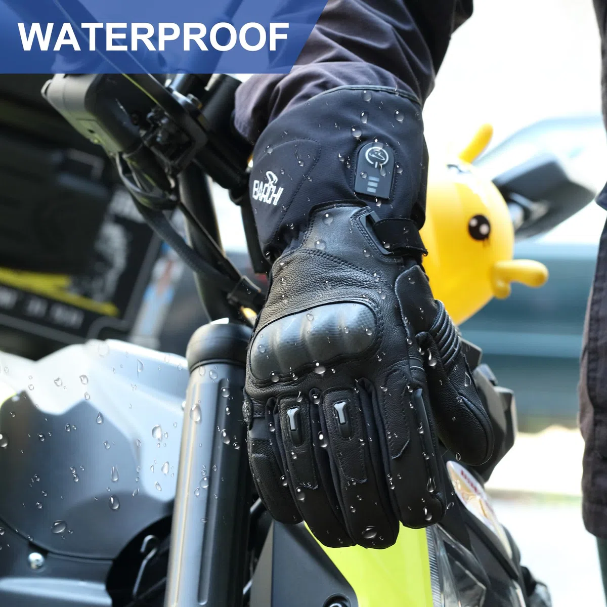 BARCHI HEAT 12V 7.4V Guantes con calefacción de Nudillos Duros, batería Recargable eléctrica Coche Moto Guantes con calefacción para Esquiar en la Nieve Patinaje sobre Hielo Motocicleta