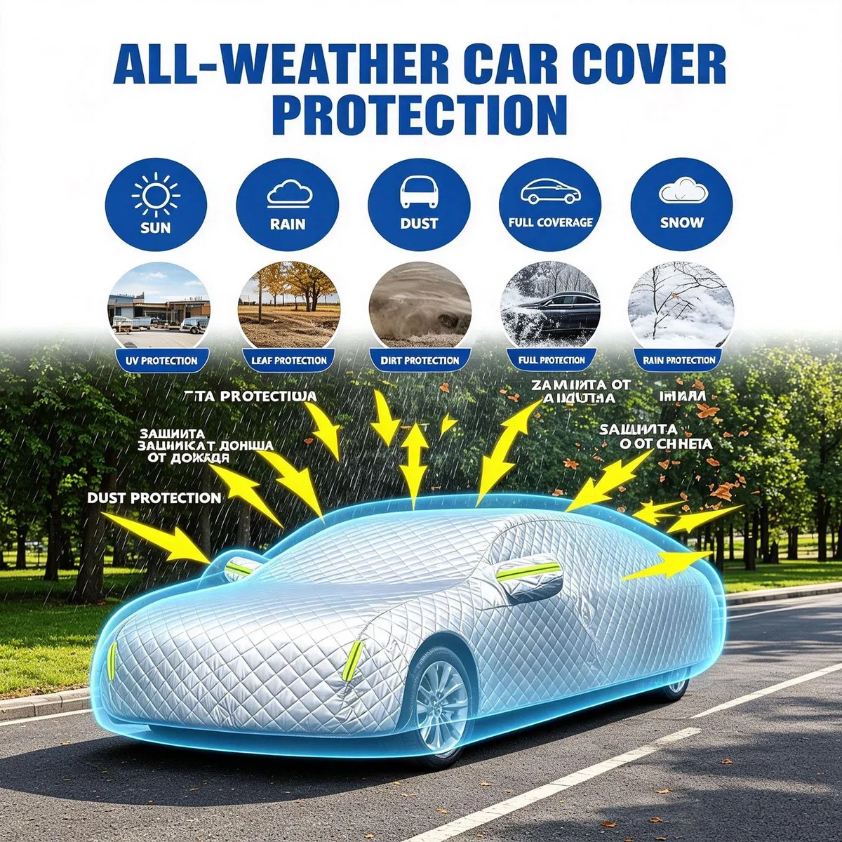 Funda Coche Antigranizo para paraCitroen C3 2002-2019, Funda Coche Exterior,Protección contra La Lluvia Y El Granizo,Protección Impermeable,XJ7526