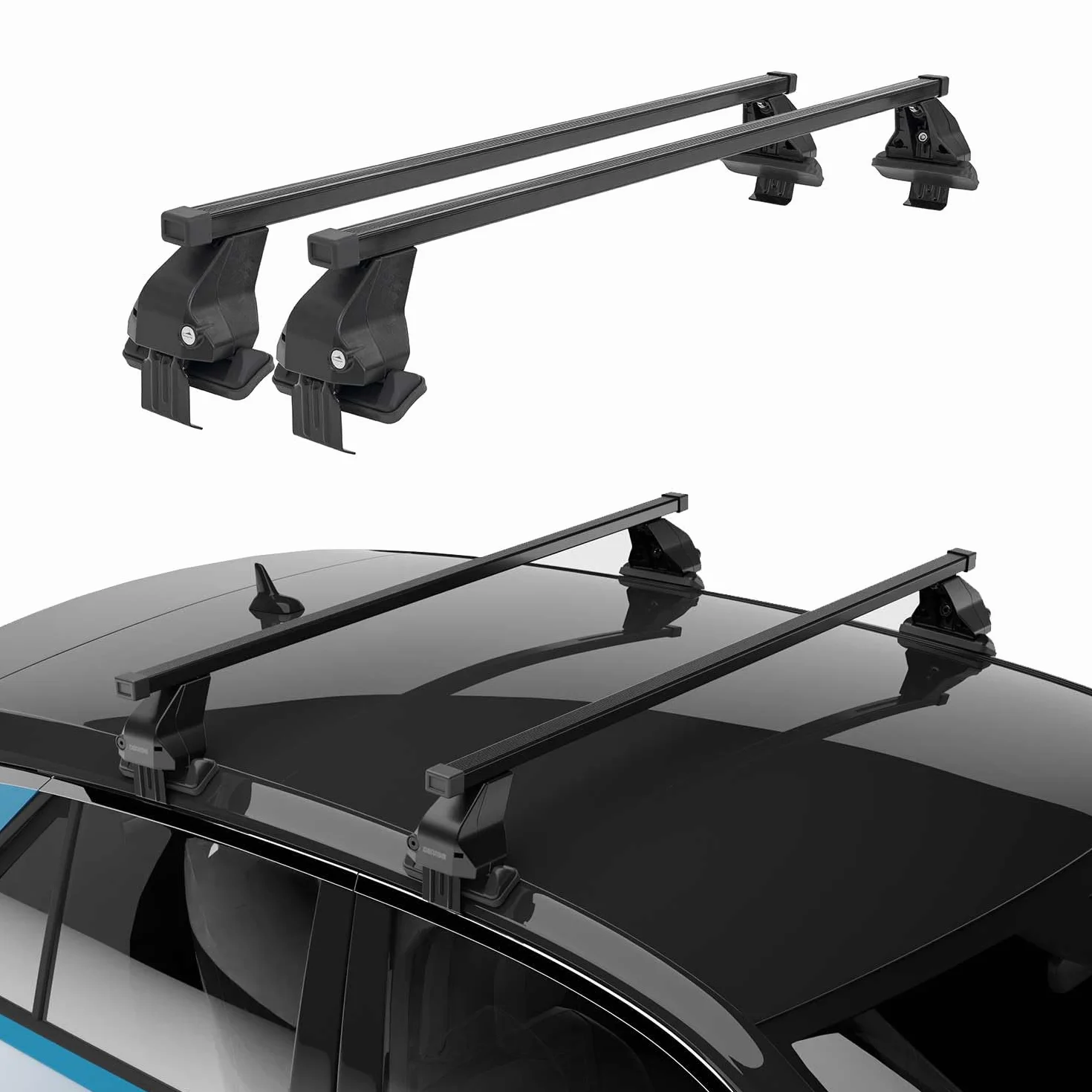 Barras de techo transversales Menabo – Compatible con Nissan Qashqai J10 2006-2014 – Galería de techo – Porta-Bagajes portabicicletas de techo – Pieza de techo de acero 2X – Capacidad de carga 50 kg