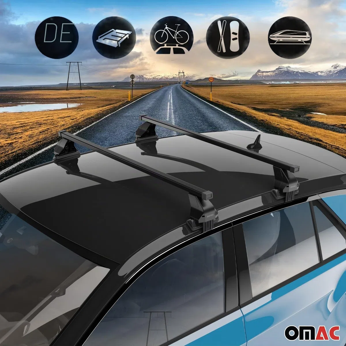 Barras de techo transversales Menabo – Compatible con Nissan Qashqai J10 2006-2014 – Galería de techo – Porta-Bagajes portabicicletas de techo – Pieza de techo de acero 2X – Capacidad de carga 50 kg