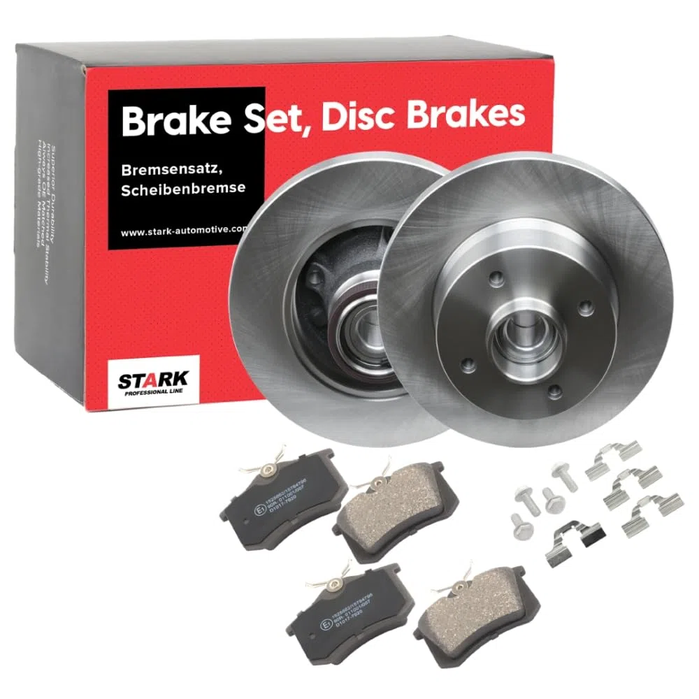 STARK SKBK-10991164 Juego para eje Kit de discos de freno y pastillas Trasero con accesorios con cojinete rueda Compatible con PEUGEOT 208 I Hatchback CA, CC