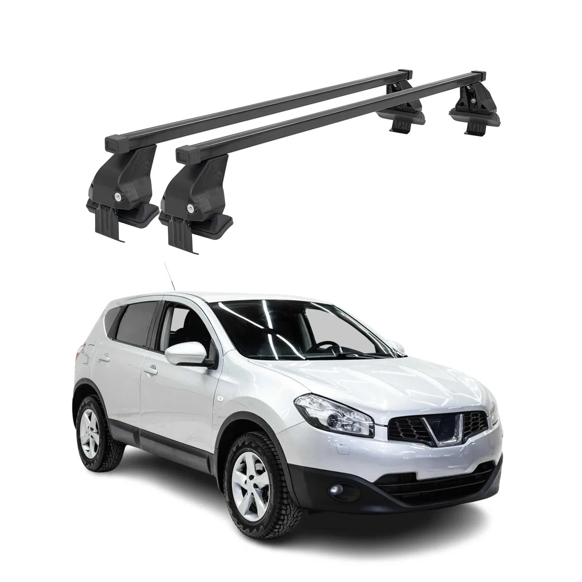 Barras de techo transversales Menabo – Compatible con Nissan Qashqai J10 2006-2014 – Galería de techo – Porta-Bagajes portabicicletas de techo – Pieza de techo de acero 2X – Capacidad de carga 50 kg