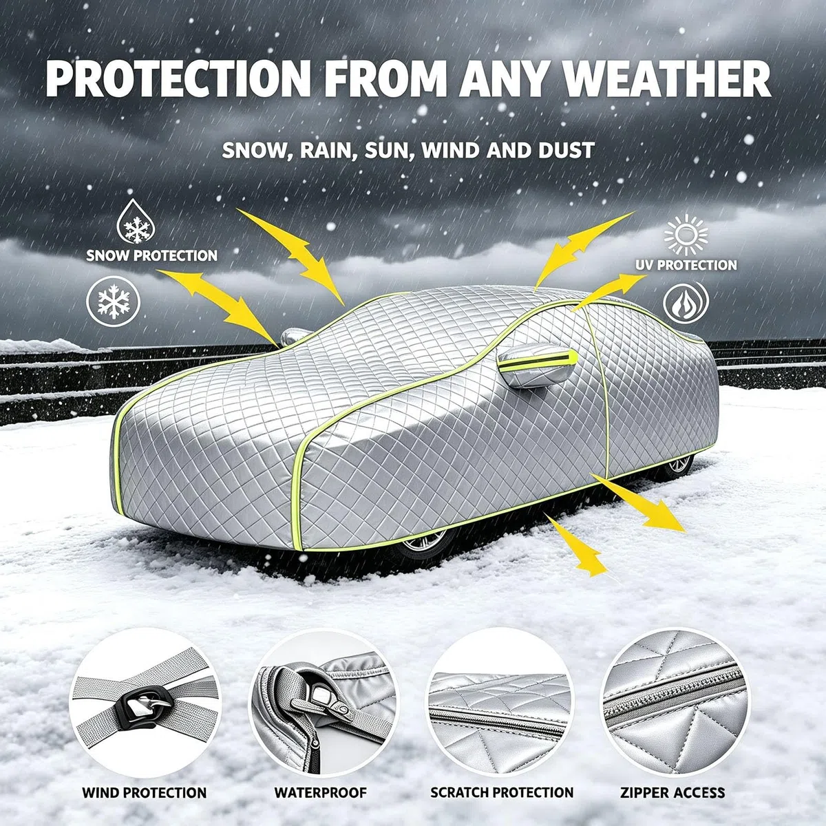 Funda Coche Antigranizo para para Jaguar XK8 2002-2006, Funda de Coche protección Total para Todo el año – contra Granizo, Lluvia, Nieve y Viento,XJ7608